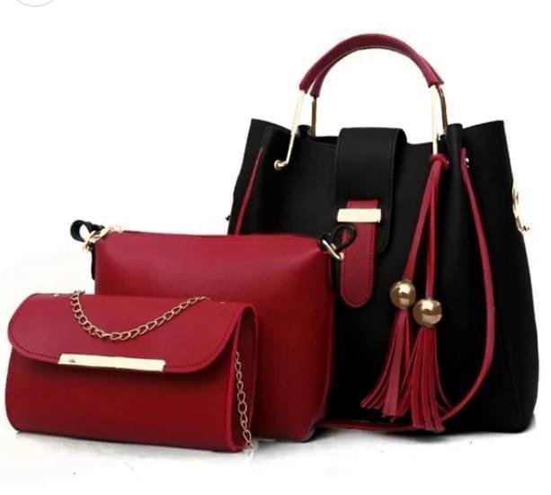Girl's PU Leather Plain Hand bag Set