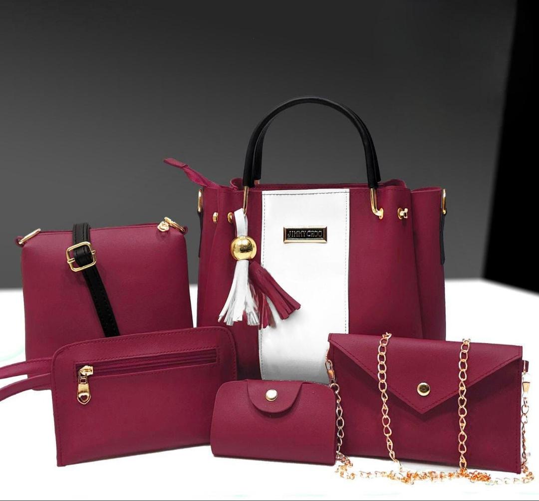 Girl's PU Leather Plain Hand bag Set