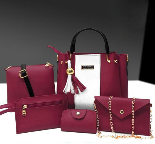 Girl's PU Leather Plain Hand bag Set