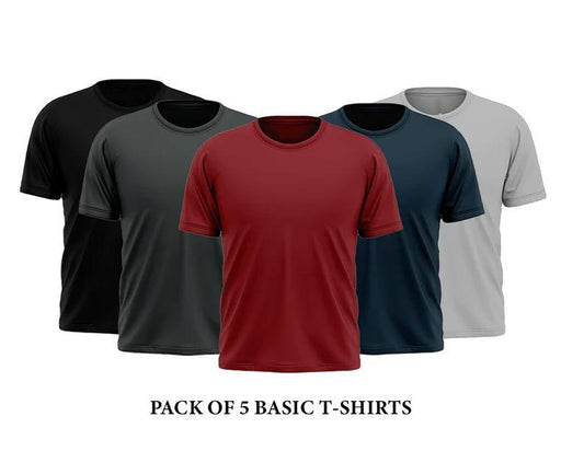 Unisex Stitched Jersey T-Shirts, Pack of 5